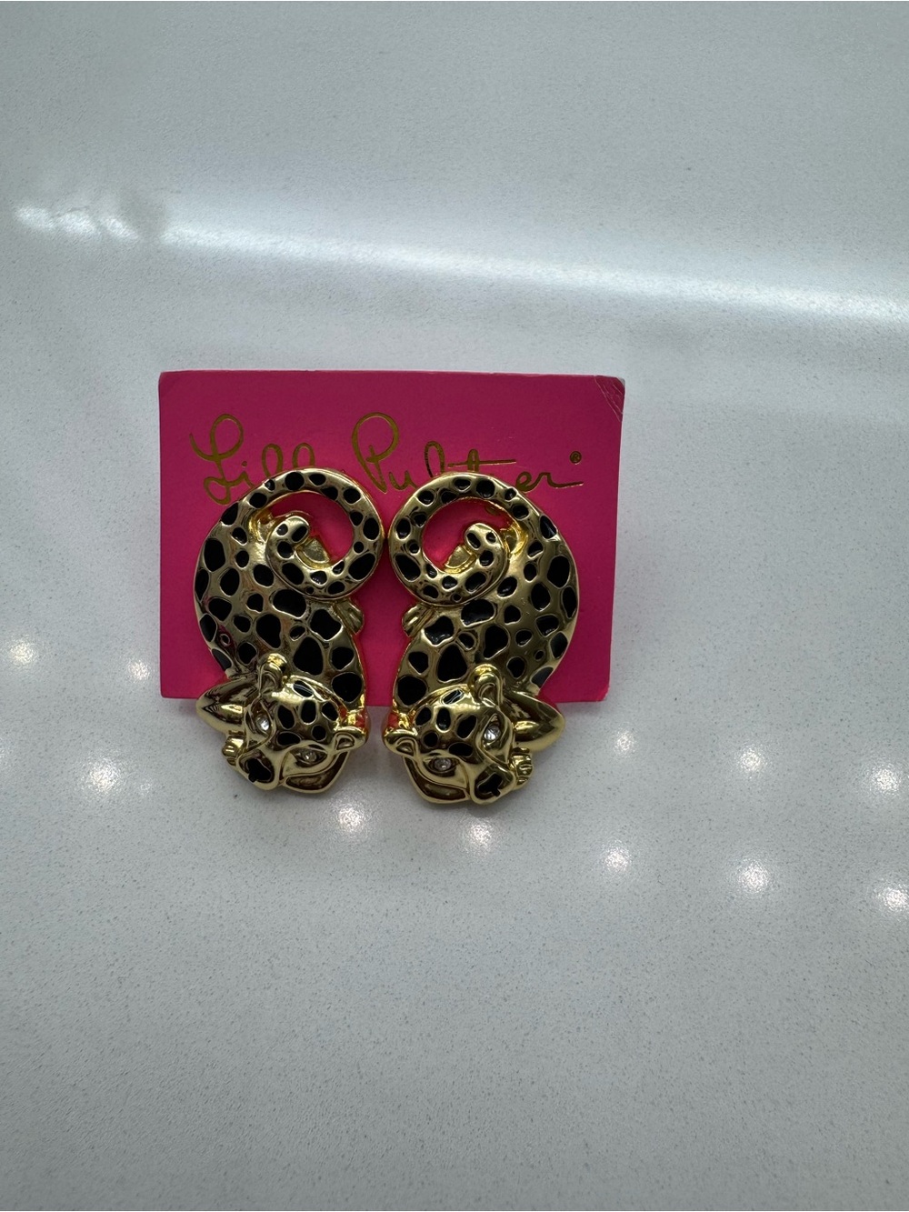 Lilly Pulitzer gold panther earrings!